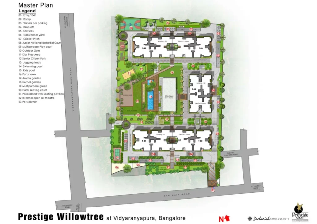 Prestige Willow Tree Vidyaranyapura master plan — site layout