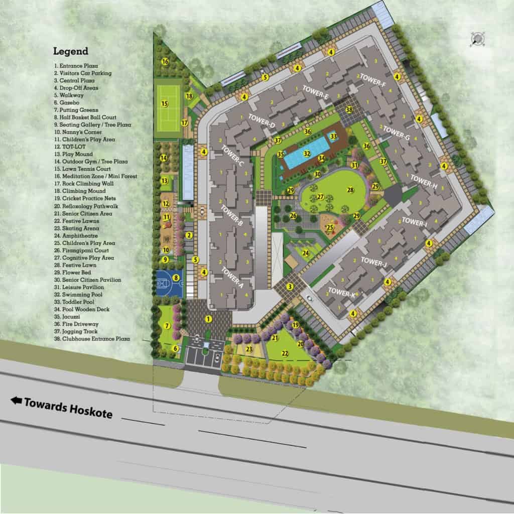 Salarpuria Sattva East Crest master plan — site layout