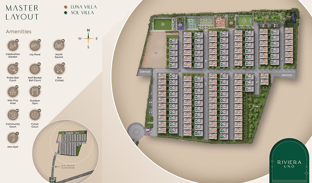 Riviera Uno Villas in Soukya master plan — site layout