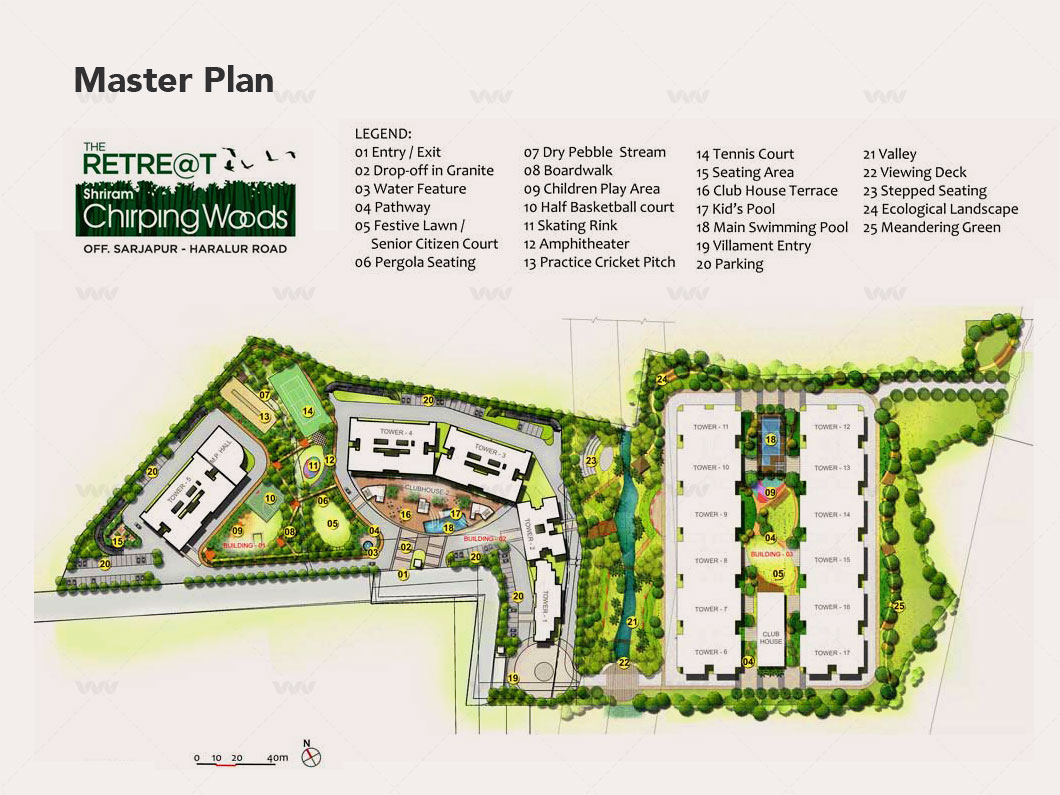 Shriram Chirping Woods master plan — site layout