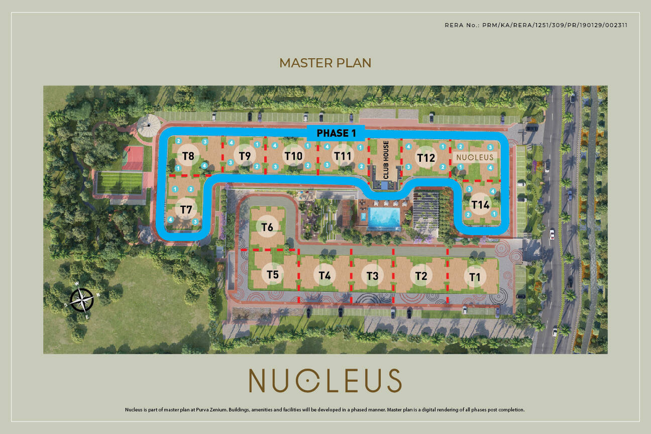 Nucleus at Purva Zenium master plan — site layout