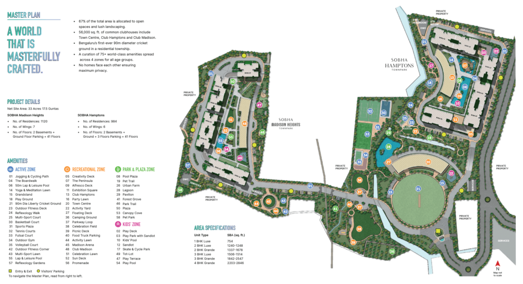 Sobha Madison Heights-Townpark Phase 1 W5 to 7 master plan — site layout