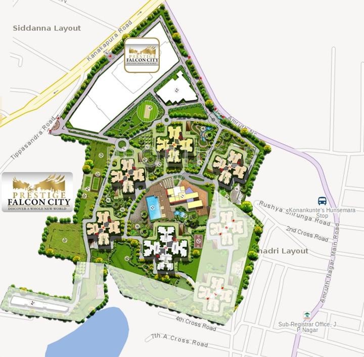 Prestige Falcon City Luxe master plan — site layout