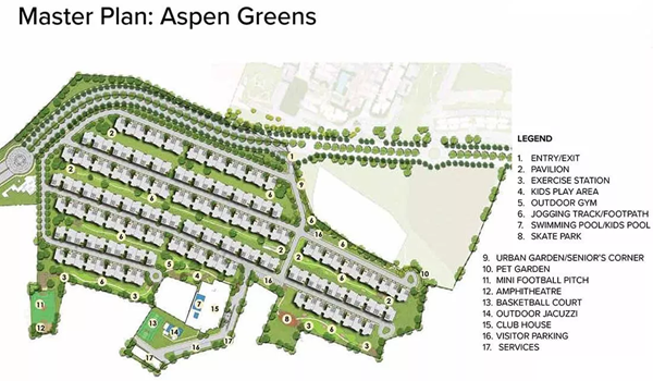 Prestige Aspen Greens master plan — site layout