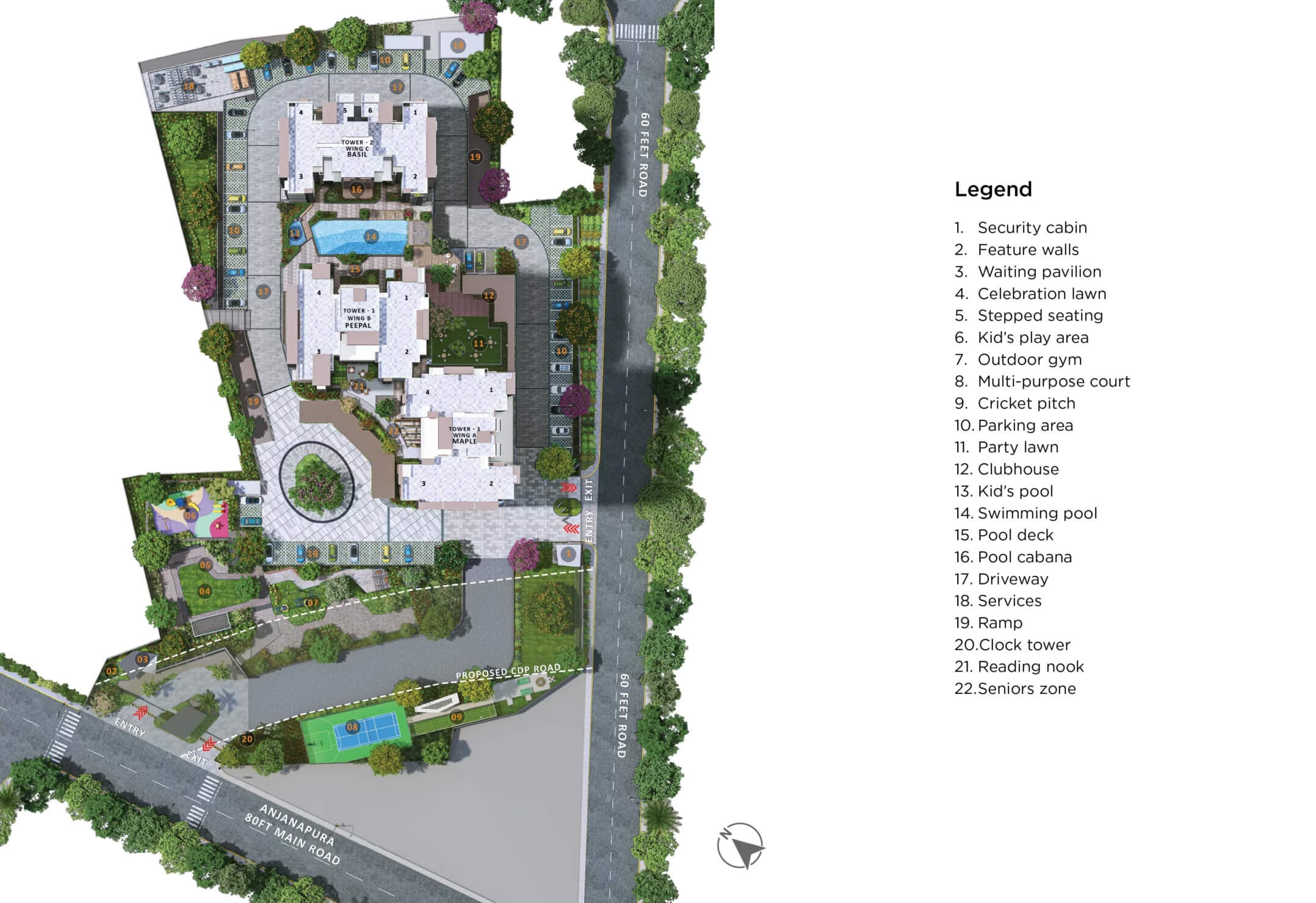 Sattva Forest Ridge Anjanapura master plan — site layout